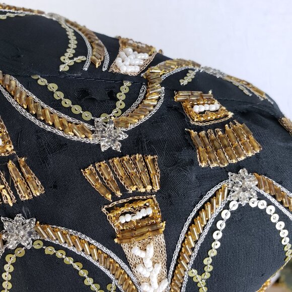 Vintage A.J.BARI Silk Jacket Blazer Beaded Sequined Bohemian size S Baroque Boho - Picture 8 of 15